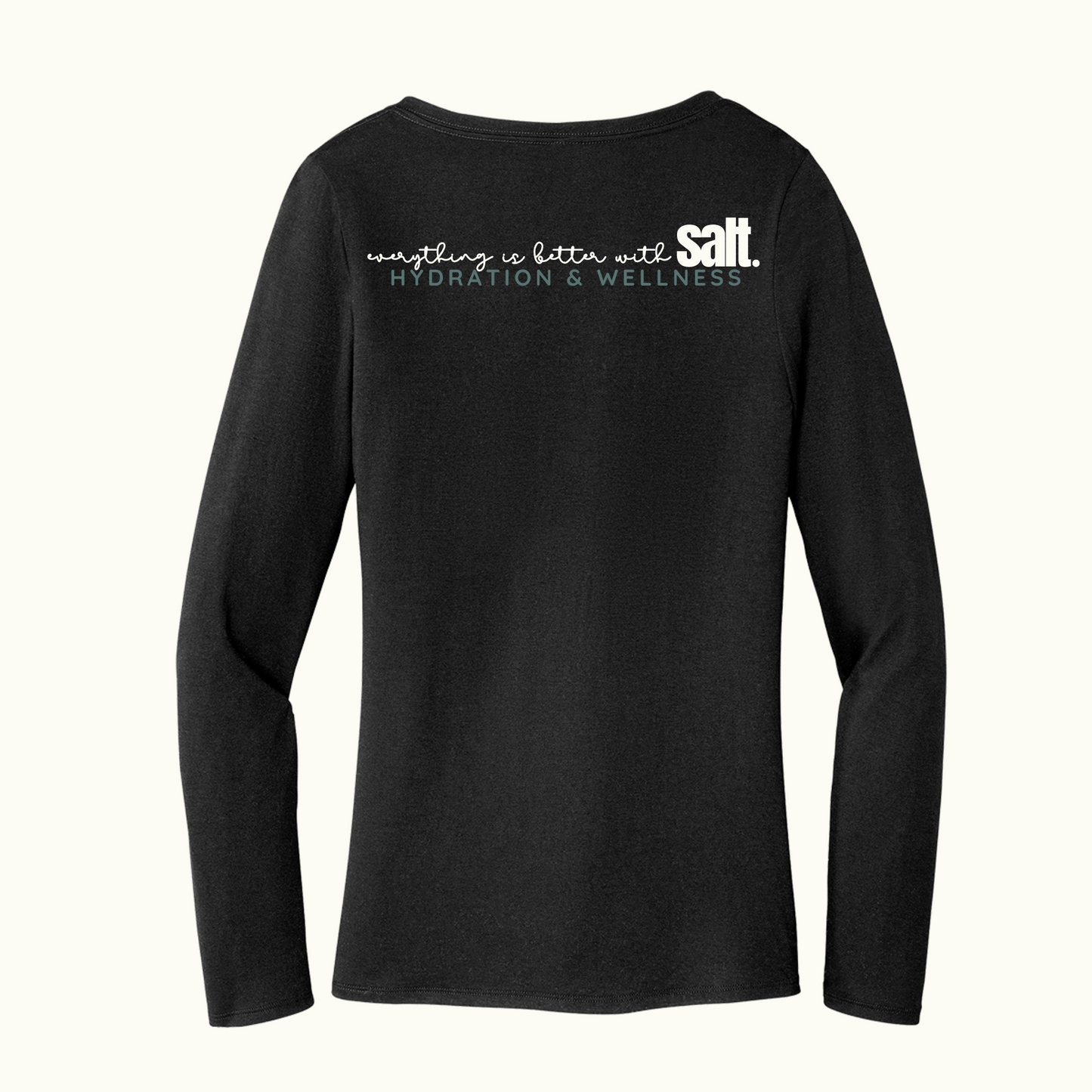 Black V-Neck Long Sleeve Tee