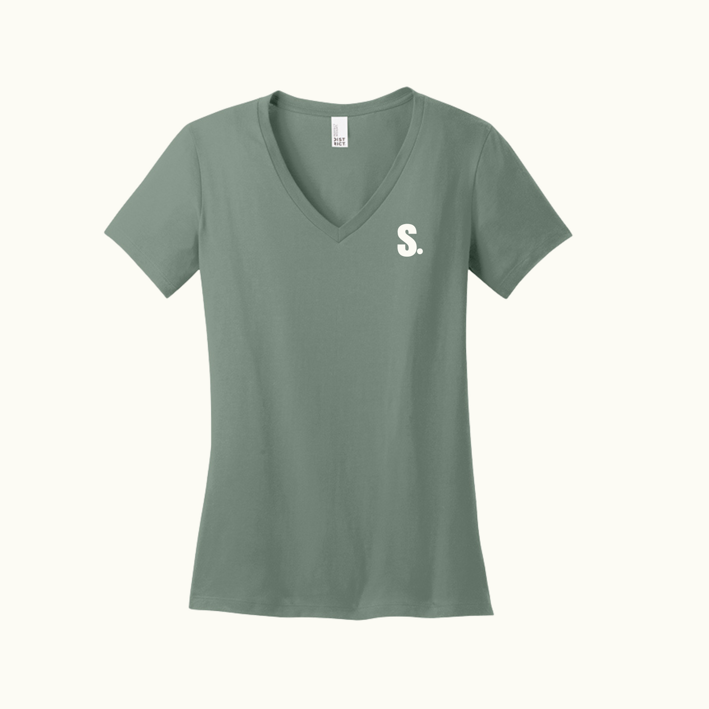 Green V-Neck Tee with Bold Logo