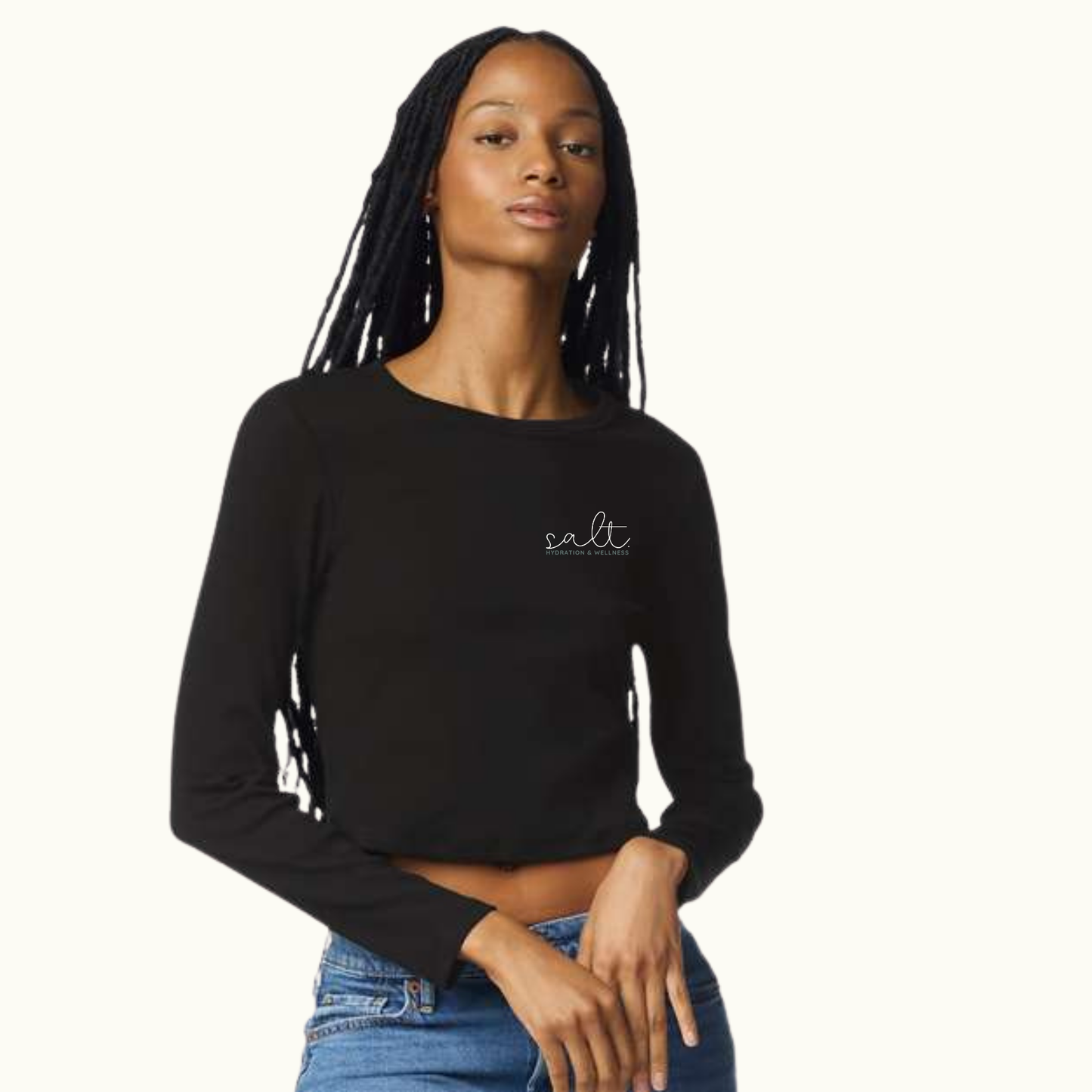 Women's Baby Rib Long Sleeve Cropped Tee