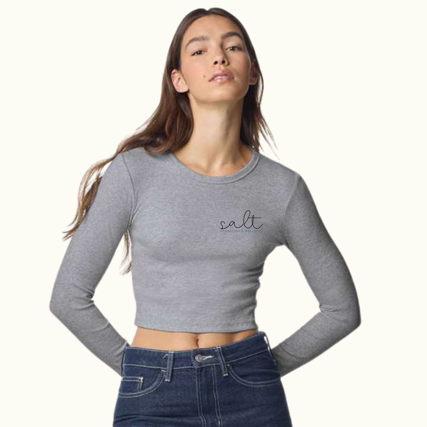 Women's Baby Rib Long Sleeve Cropped Tee
