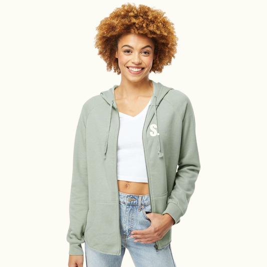 Women's Lightweight California Wave-Wash Full Zip Hooded Sweatshirt