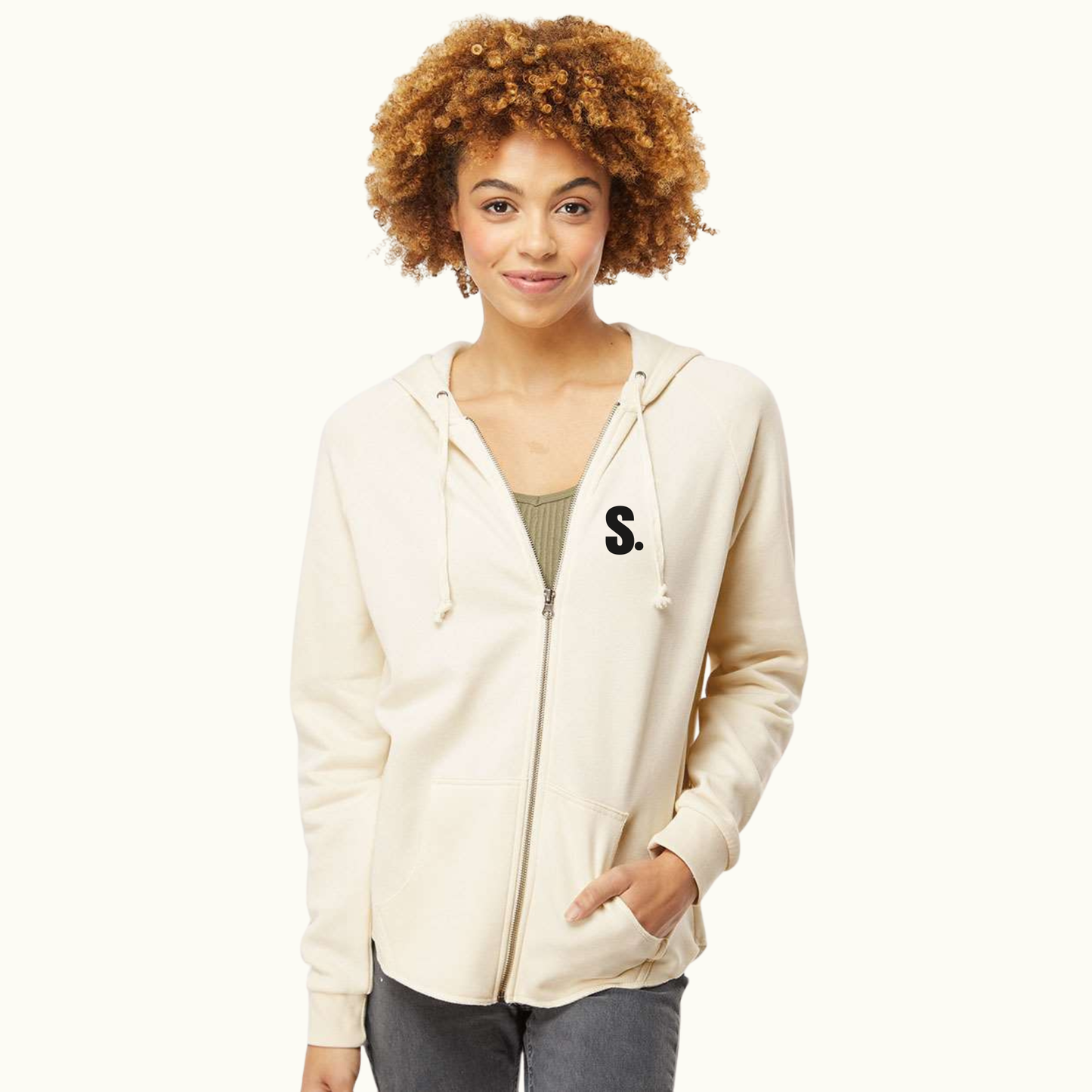 Women's Lightweight California Wave-Wash Full Zip Hooded Sweatshirt