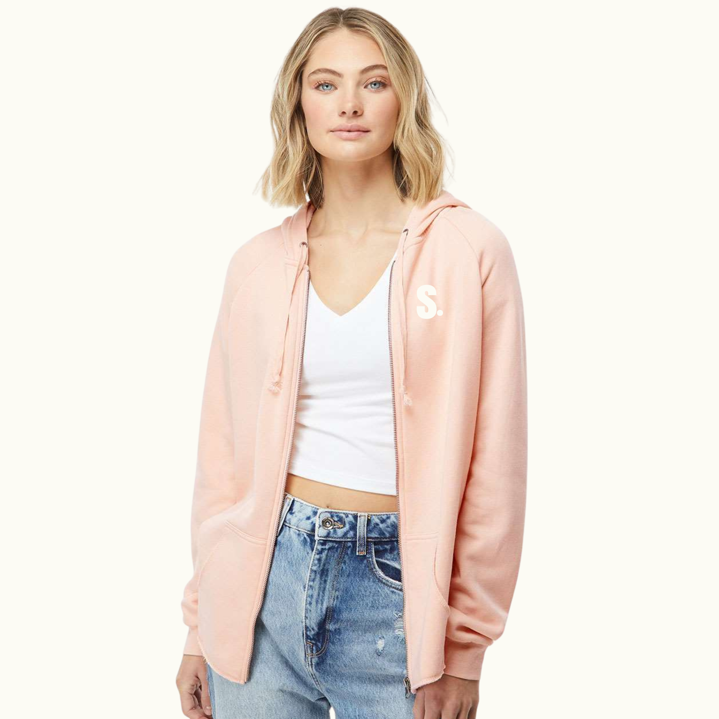 Women's Lightweight California Wave-Wash Full Zip Hooded Sweatshirt