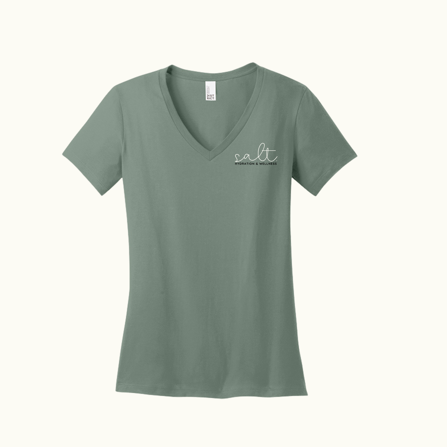 Green V-Neck Tee with Script Logo