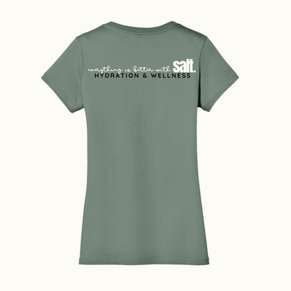 Green V-Neck Tee with Script Logo